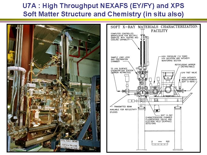 U 7 A : High Throughput NEXAFS (EY/FY) and XPS Soft Matter Structure and