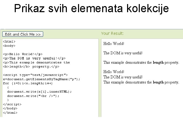 Prikaz svih elemenata kolekcije 