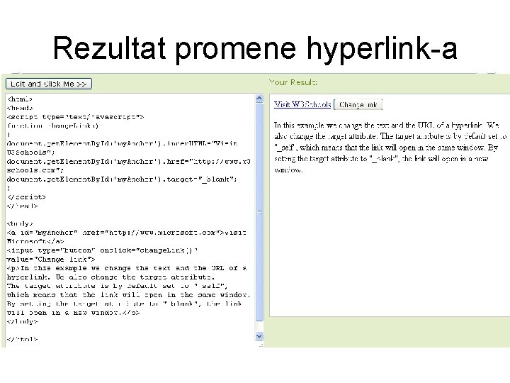 Rezultat promene hyperlink-a 