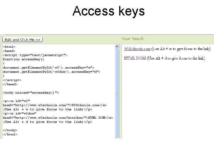 Access keys 