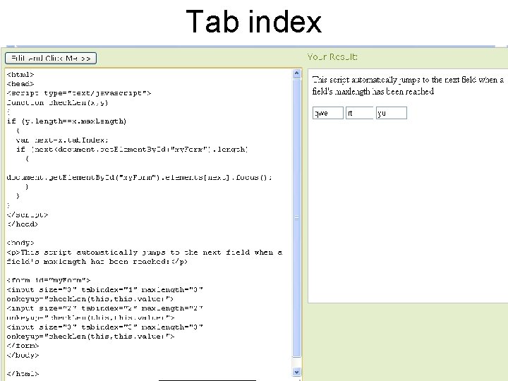 Tab index 