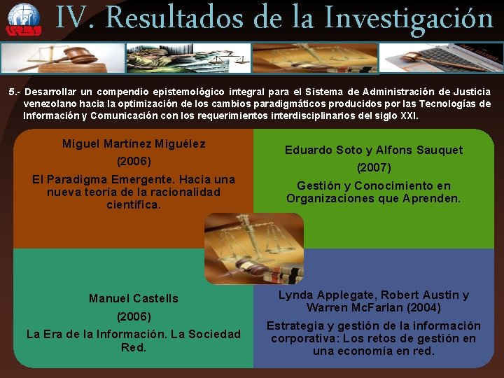 IV. Resultados de la Investigación 5. - Desarrollar un compendio epistemológico integral para el