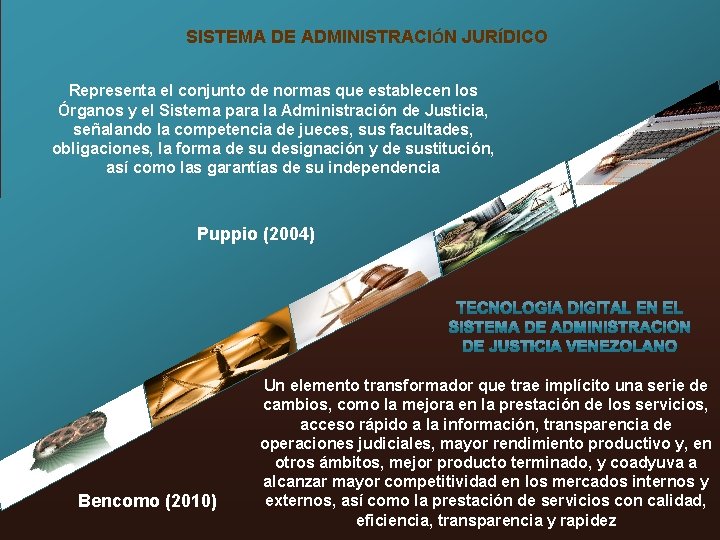 SISTEMA DE ADMINISTRACIÓN JURÍDICO Representa el conjunto de normas que establecen los Órganos y