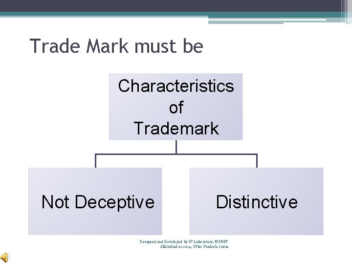 Trade Mark must be Characteristics of Trademark Not Deceptive Distinctive Designed and Developed by