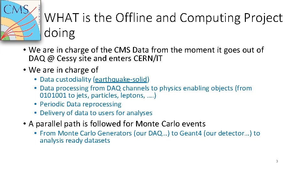 WHAT is the Offline and Computing Project doing • We are in charge of