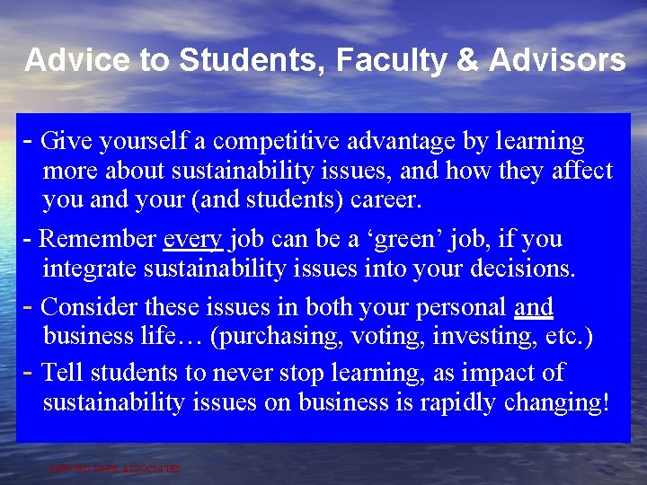 Advice to Students, Faculty & Advisors - Give yourself a competitive advantage by learning