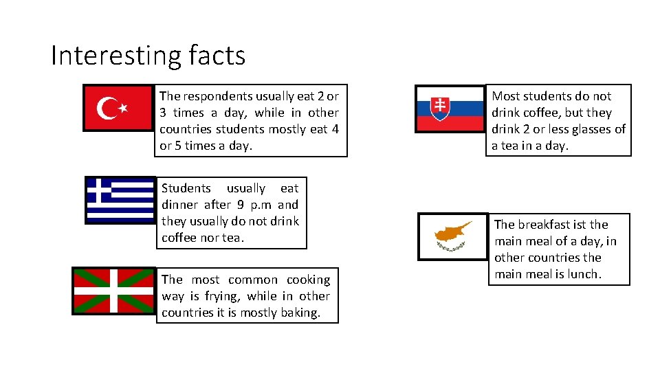 Interesting facts The respondents usually eat 2 or 3 times a day, while in