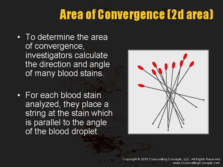 Area of Convergence (2 d area) • To determine the area of convergence, investigators