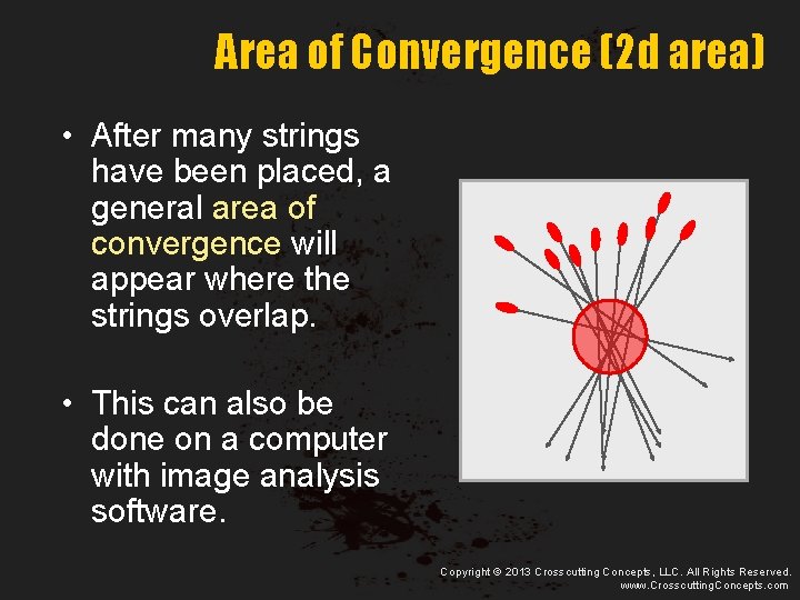 Area of Convergence (2 d area) • After many strings have been placed, a