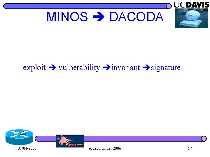 MINOS DACODA exploit vulnerability invariant signature 01/04/2006 ecs 236 winter 2006 57 