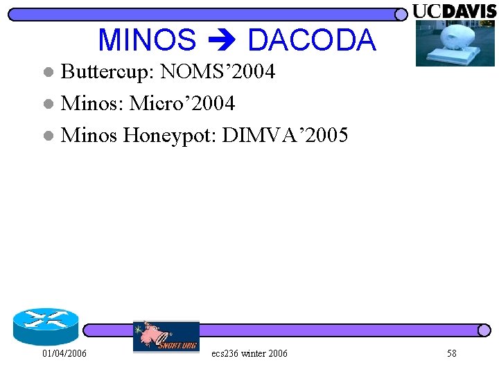 MINOS DACODA Buttercup: NOMS’ 2004 l Minos: Micro’ 2004 l Minos Honeypot: DIMVA’ 2005