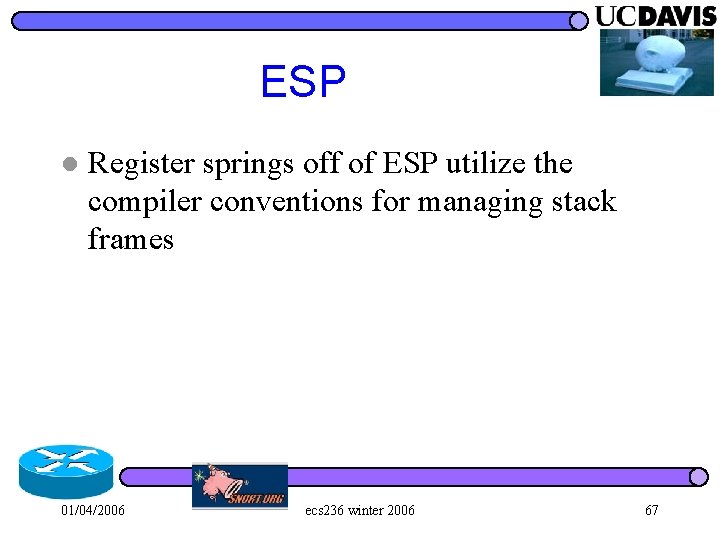 ESP l Register springs off of ESP utilize the compiler conventions for managing stack