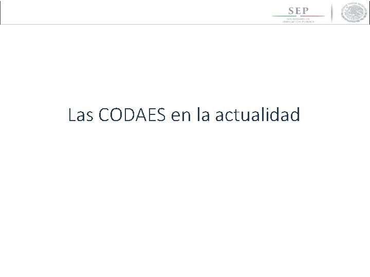 Las CODAES en la actualidad 