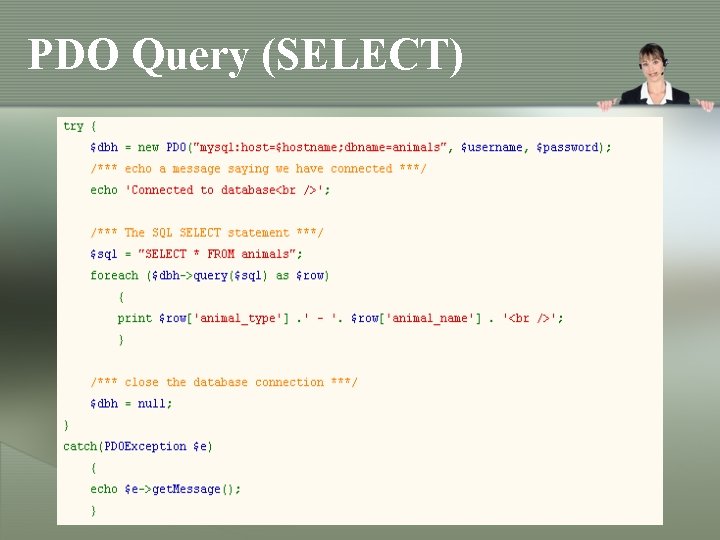 PDO Query (SELECT) PDO Query (SELECT)