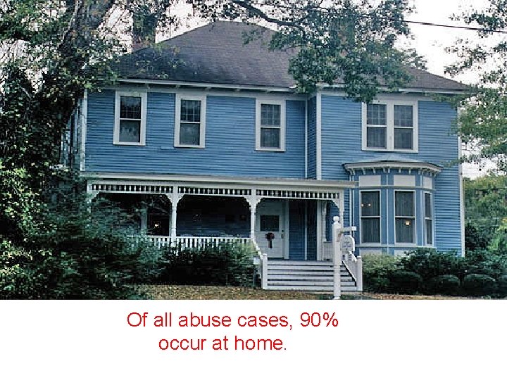 Of all abuse cases, 90% occur at home. 