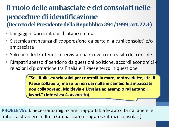 Il ruolo delle ambasciate e dei consolati nelle procedure di identificazione (Decreto del Presidente