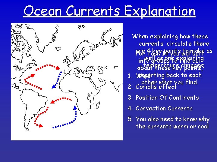 Ocean Currents Explanation When explaining how these currents circulate there are 4 key 14