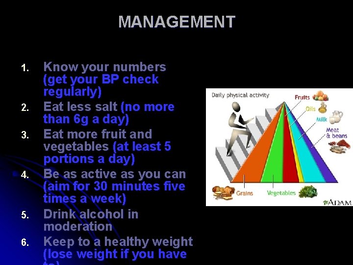 MANAGEMENT 1. 2. 3. 4. 5. 6. Know your numbers (get your BP check