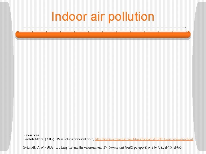 Indoor air pollution References Baobab Africa. (2012). Masai chefs. retrieved from, http: //www. economist.