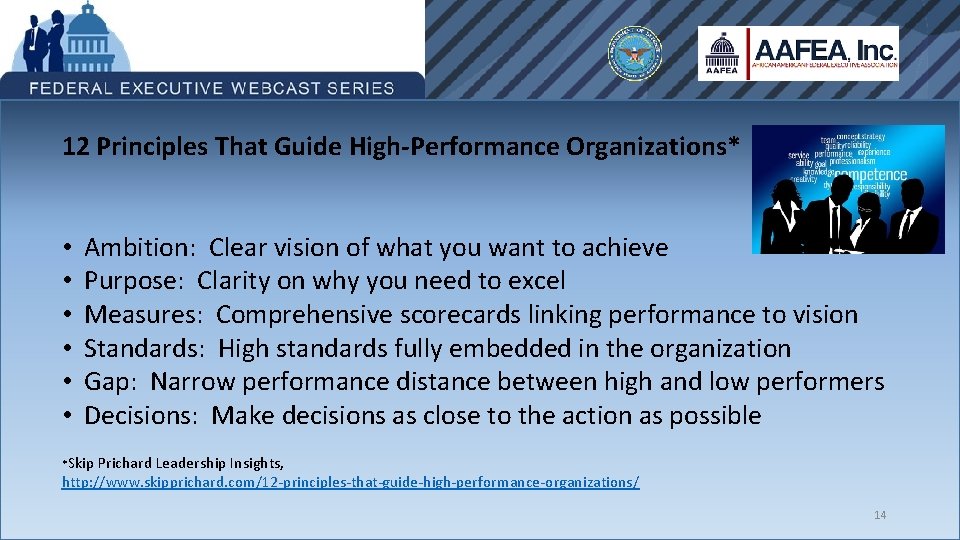 12 Principles That Guide High-Performance Organizations* • • • Ambition: Clear vision of what