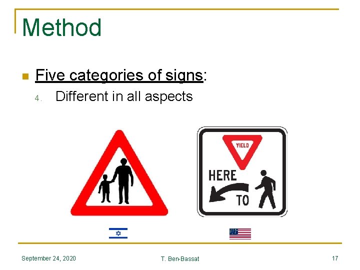 Method n Five categories of signs: 4. Different in all aspects September 24, 2020