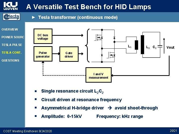 A Versatile Test Bench for HID Lamps ► Tesla transformer (continuous mode) OVERVIEW DC