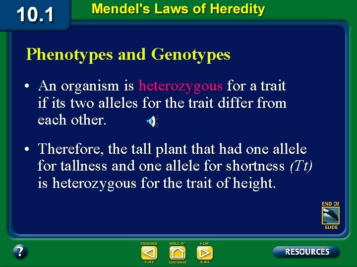 Phenotypes and Genotypes • An organism is heterozygous for a trait if its two