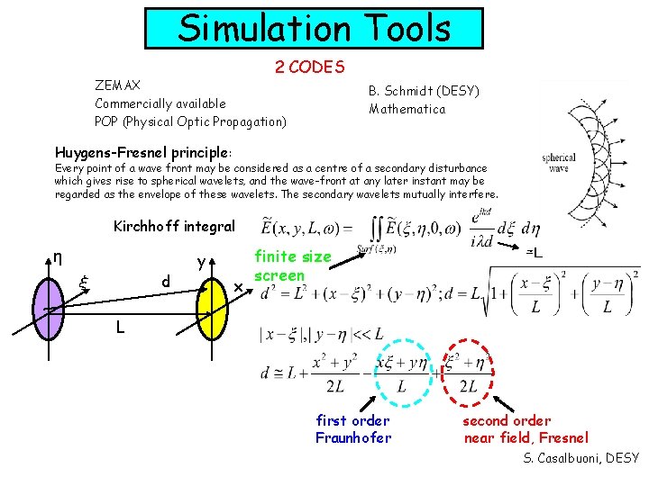 Simulation Tools 2 CODES ZEMAX Commercially available POP (Physical Optic Propagation) B. Schmidt (DESY)
