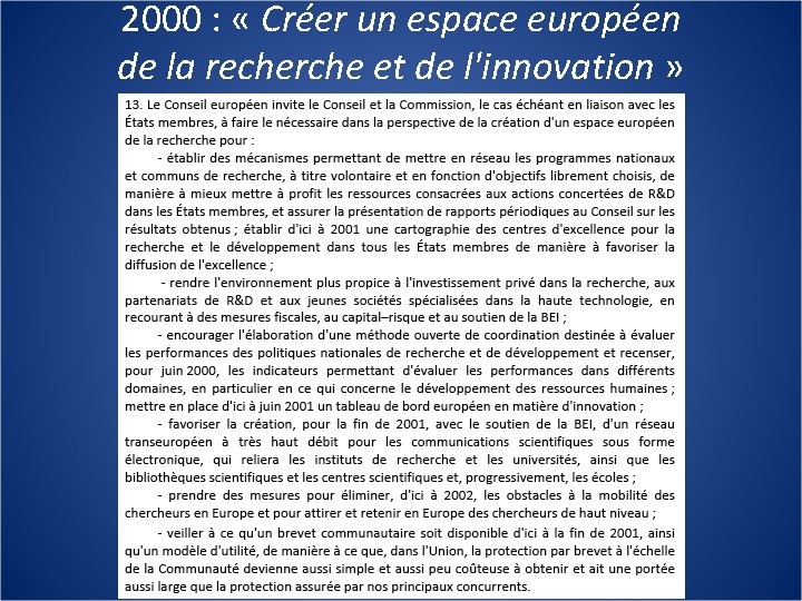 2000 : « Créer un espace européen de la recherche et de l'innovation »