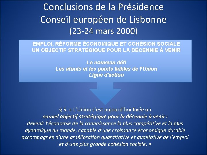 Conclusions de la Présidence Conseil européen de Lisbonne (23 -24 mars 2000) EMPLOI, RÉFORME