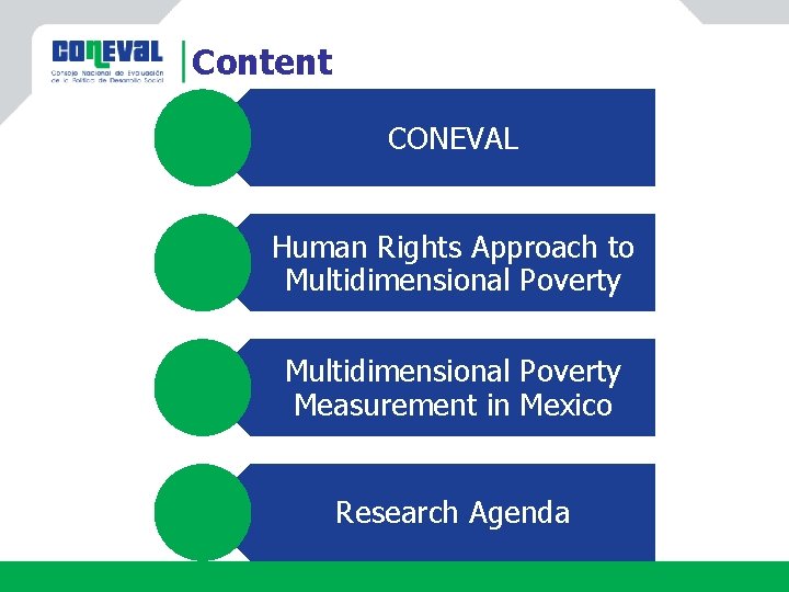 Content CONEVAL Human Rights Approach to Multidimensional Poverty Measurement in Mexico Research Agenda 