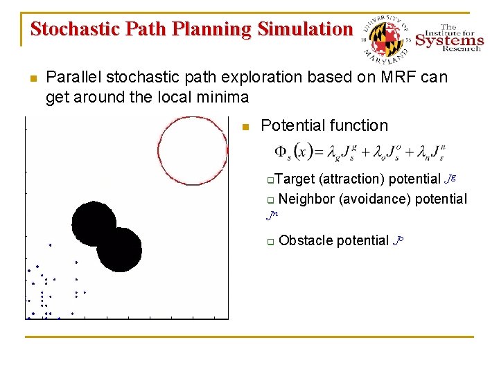 Stochastic Path Planning Simulation n Parallel stochastic path exploration based on MRF can get