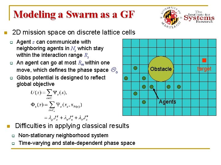 Modeling a Swarm as a GF 2 D mission space on discrete lattice cells