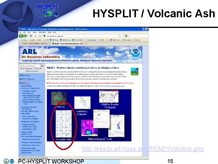 HYSPLIT / Volcanic Ash http: //ready. arl. noaa. gov/READYVolc. Ash. php PC-HYSPLIT WORKSHOP 15