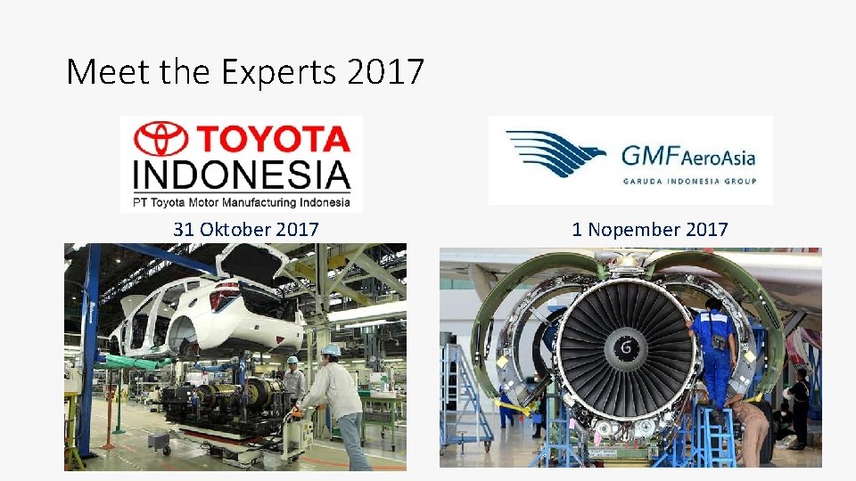 Meet the Experts 2017 31 Oktober 2017 1 Nopember 2017 