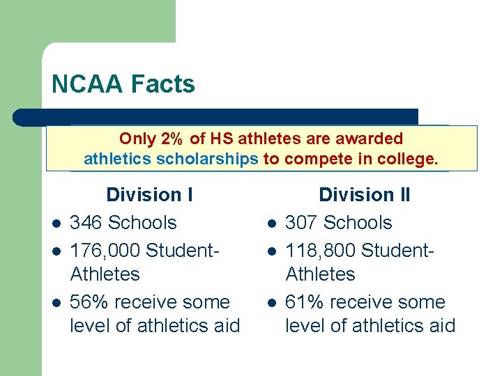 a College Athlete focus NCAA Eligibility Center