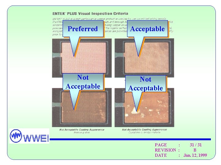 Preferred Acceptable Not Acceptable PAGE : 31 / 31 REVISION : B DATE :