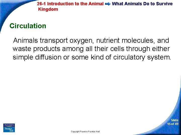 26 -1 Introduction to the Animal Kingdom What Animals Do to Survive Circulation Animals