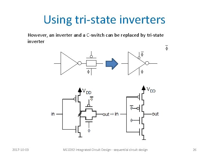 Using tri-state inverters However, an inverter and a C-switch can be replaced by tri-state