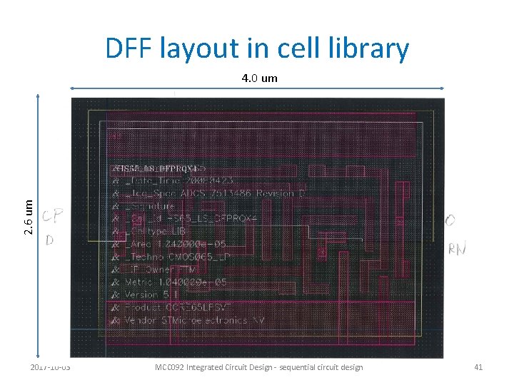 DFF layout in cell library 2. 6 um 4. 0 um 2017 -10 -03