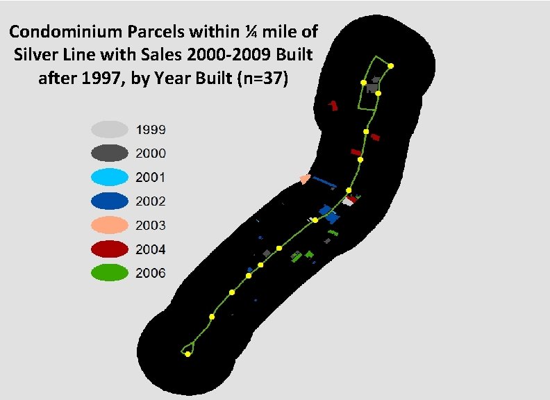Condominium Parcels within ¼ mile of Silver Line with Sales 2000 -2009 Built after