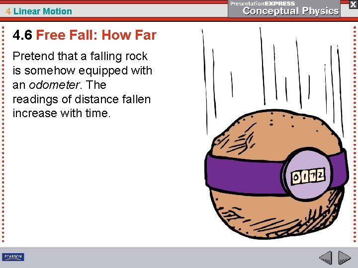 4 Linear Motion 4. 6 Free Fall: How Far Pretend that a falling rock