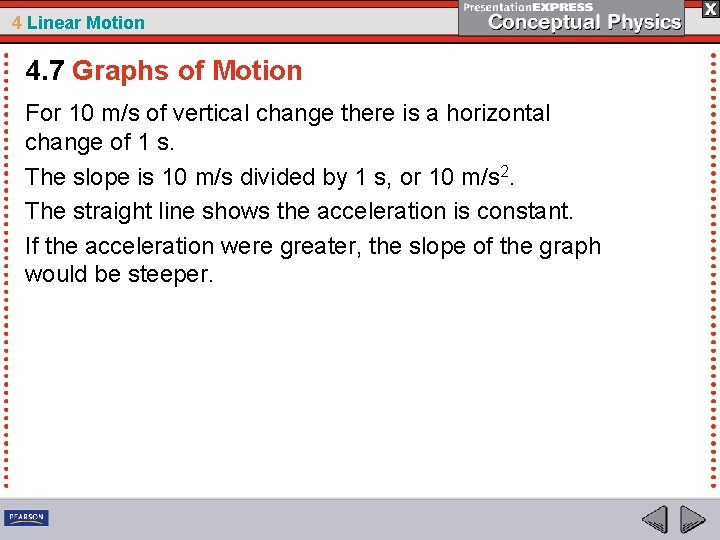 4 Linear Motion 4. 7 Graphs of Motion For 10 m/s of vertical change
