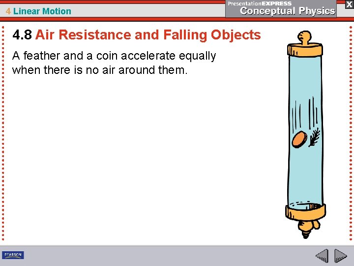 4 Linear Motion 4. 8 Air Resistance and Falling Objects A feather and a