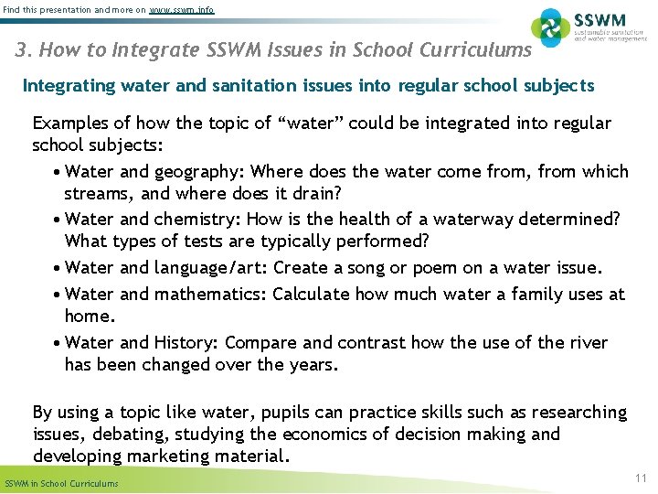 Find this presentation and more on www. sswm. info 3. How to Integrate SSWM