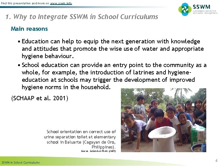 Find this presentation and more on www. sswm. info 1. Why to Integrate SSWM