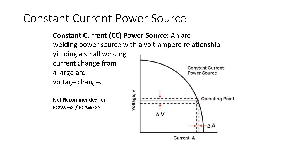 Constant Current Power Source Constant Current (CC) Power Source: An arc welding power source