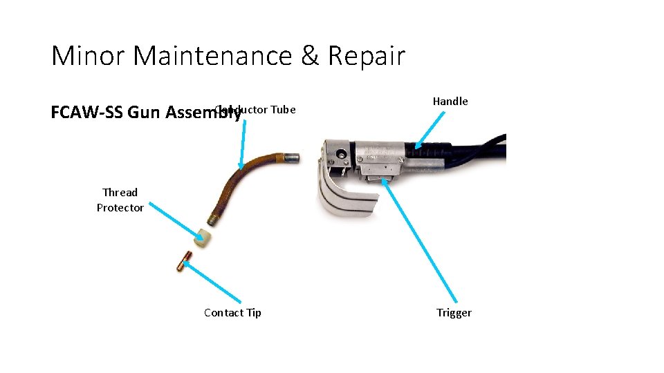 Minor Maintenance & Repair FCAW-SS Gun Conductor Tube Assembly Handle Thread Protector Contact Tip
