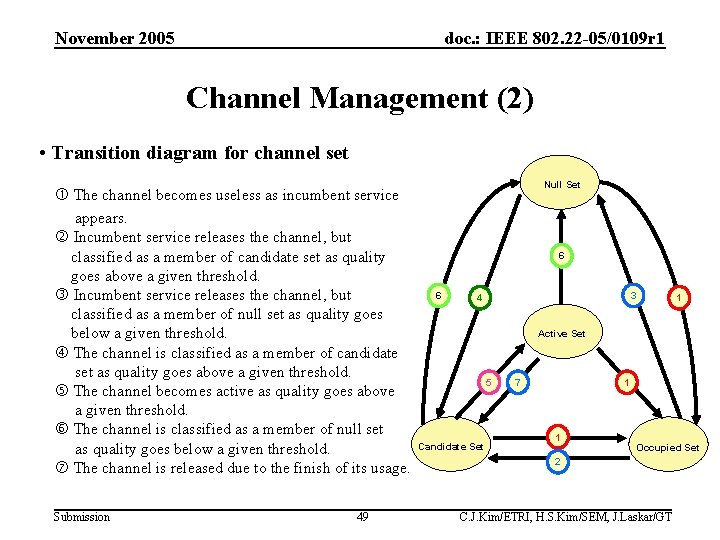 November 2005 doc. : IEEE 802. 22 -05/0109 r 1 Channel Management (2) •