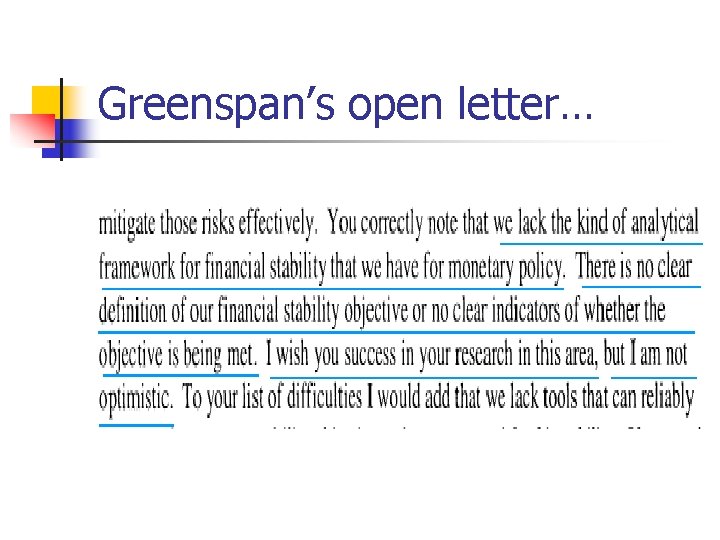 Greenspan’s open letter… 